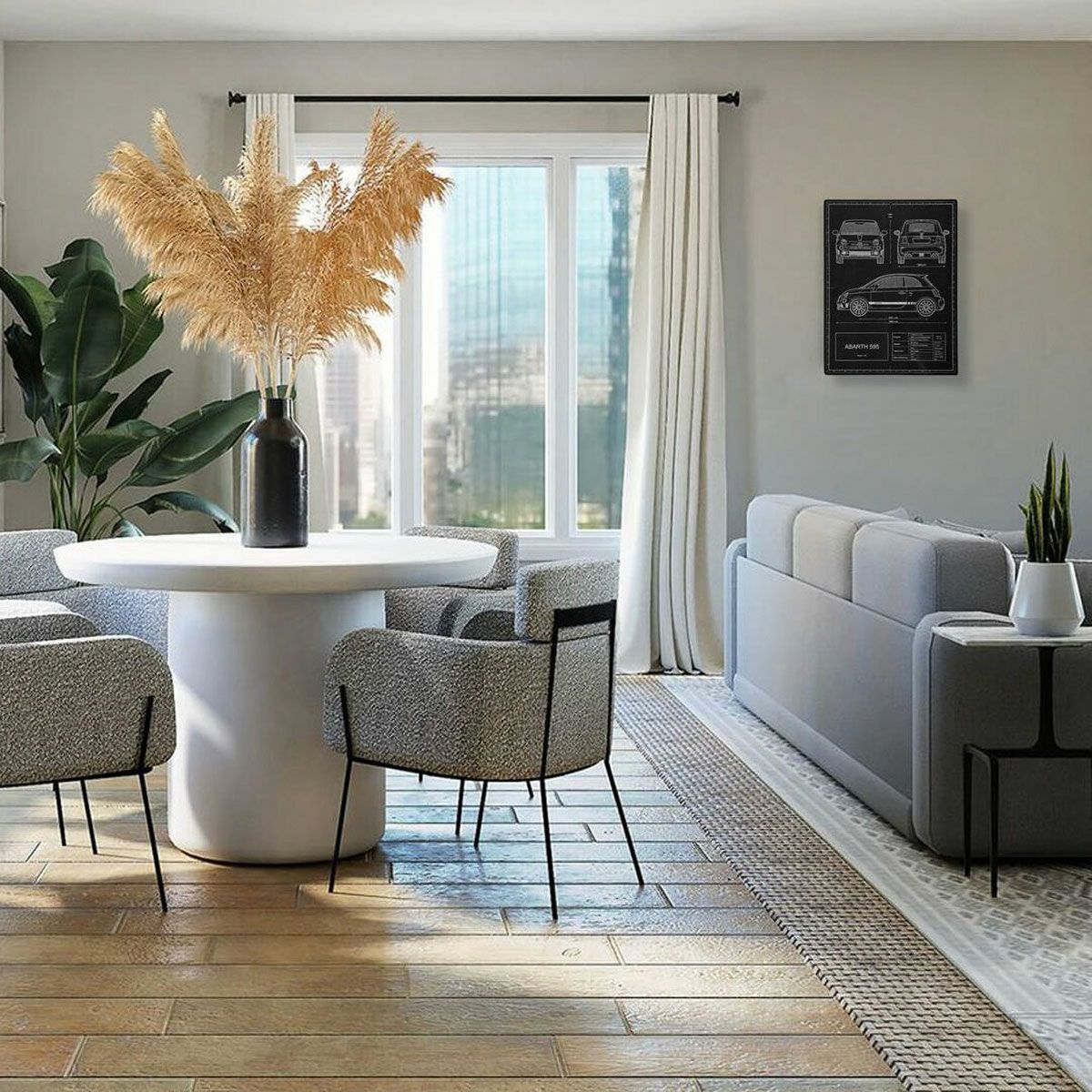 アバルト 595 ウォールデコ カーボンファイバールック_展示イメージ