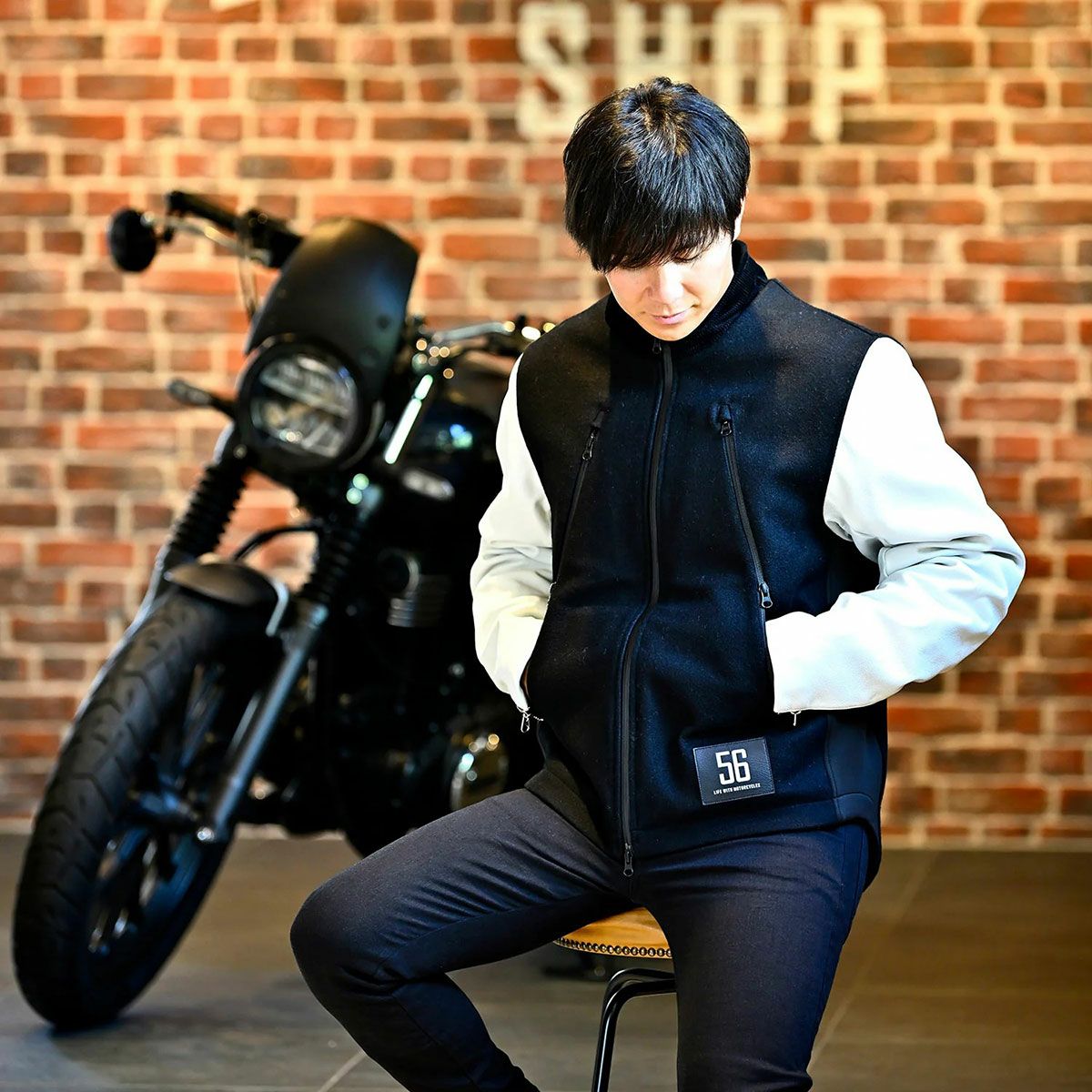 レザースリーブメルトンジャケット_イメージ1