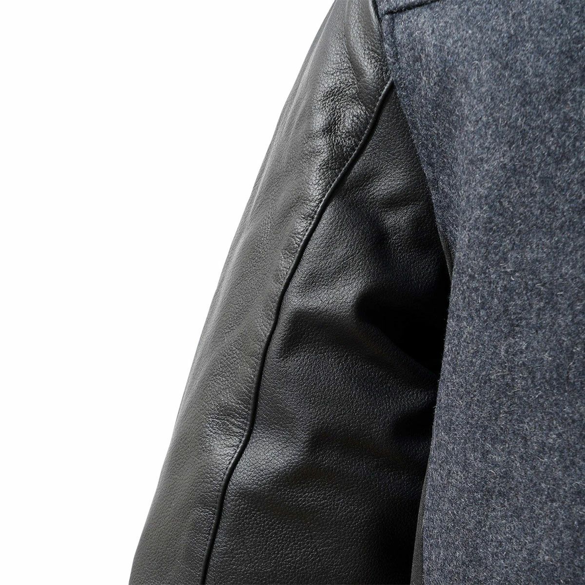 レザースリーブメルトンジャケット_イメージ5