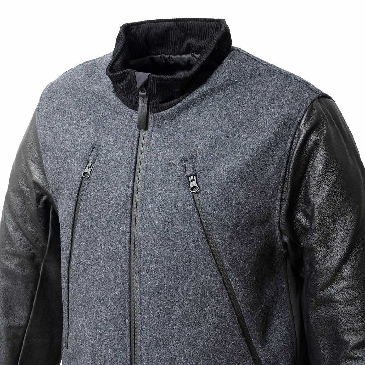 レザースリーブメルトンジャケット_イメージ2